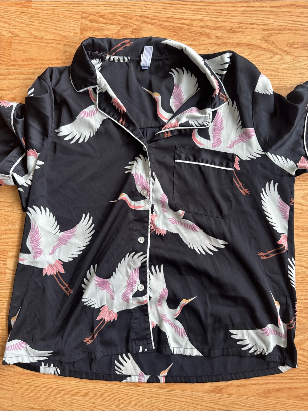 Target Black Crane-Print Short Sleeve Pajama Set